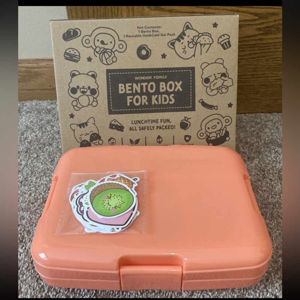 NEW WONDER FAMILY Bento Box for Kids with Hot and Cold Packs and Stickers